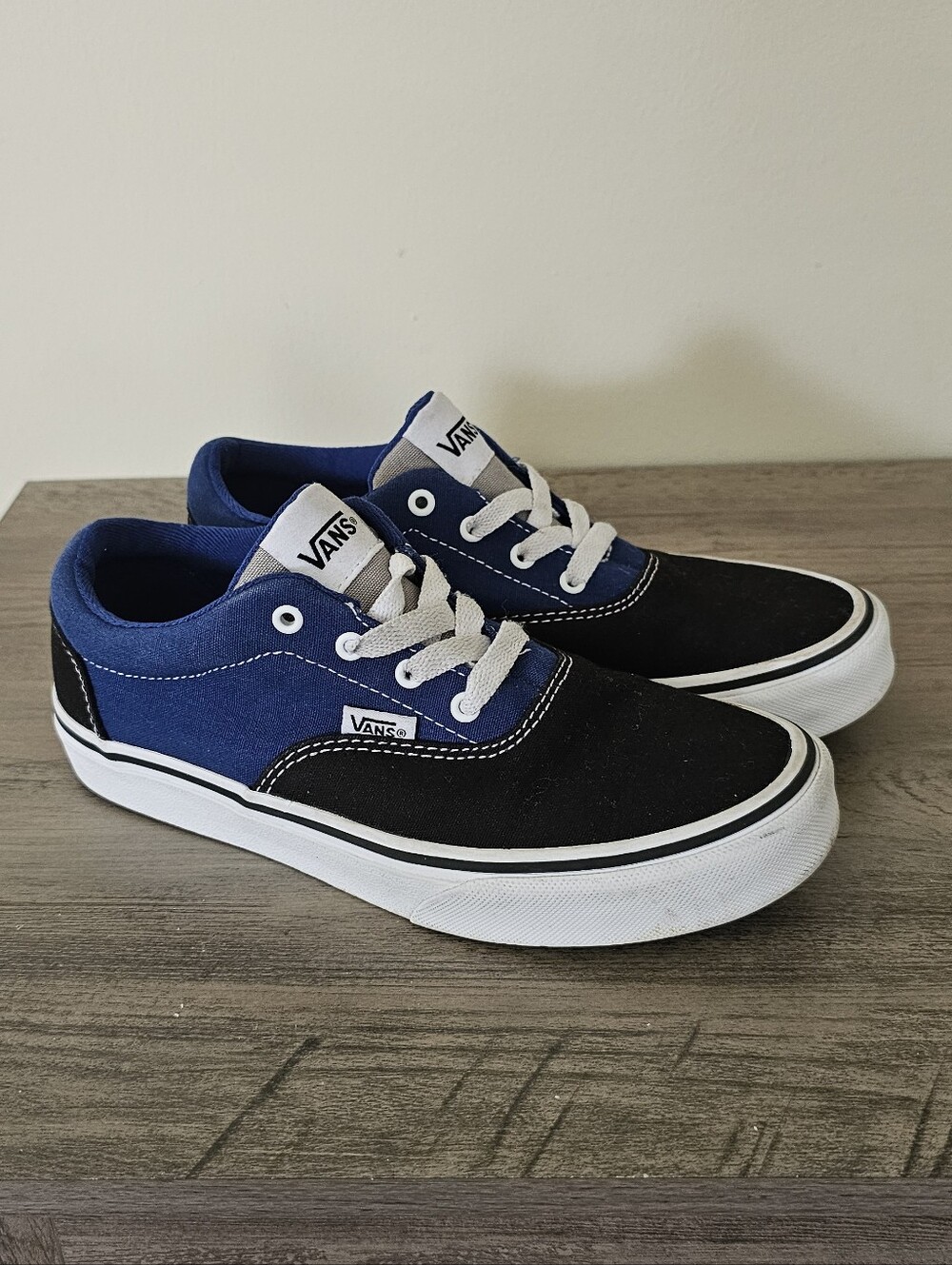 Vans Doheny Kids low-top sneakers in a blue and black colorblock Youth Size 3